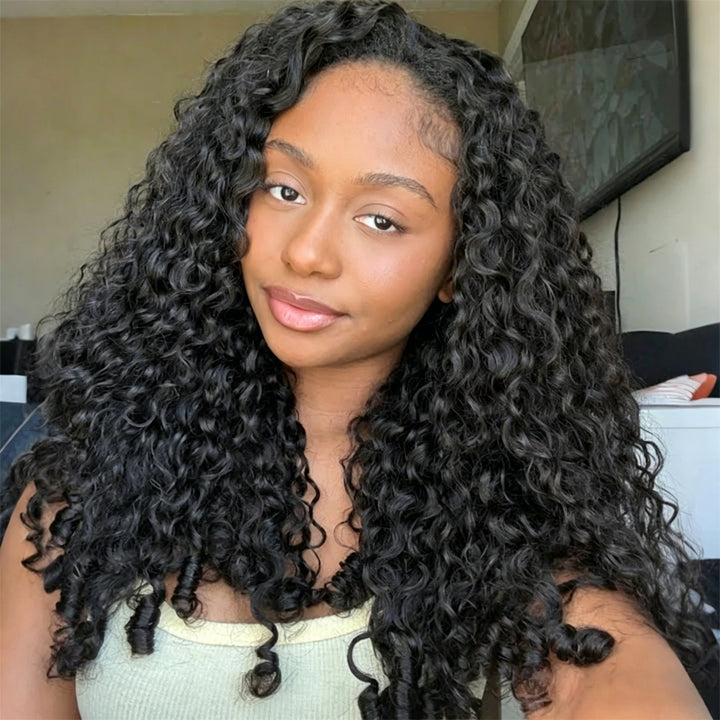 [3 In 1 Half ] Half Wig Burmese Curly Install Half With Drawstring Glueless Beginner Friendly