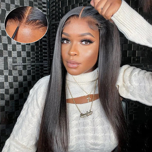 [Glueless Wig] Lumiere Long Straight 4x4 5x5 Pre-cut Lace Ready To Go Glueless Lace Closure Human Hair Wigs