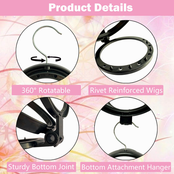 Wig Stand 3Pcs Wig Holder Wig Hanger for Multiple Wigs Hair Stand for Wigs Foldable Wig Stands for Travel Wig Organizer Hanging Wig Holders for Display