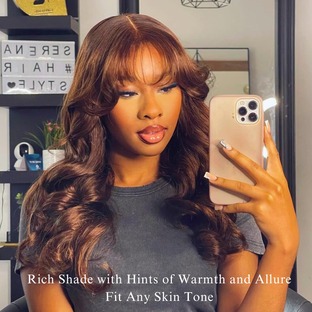 #4 Chocolate Brown 4 Bundles with 5X5/6X6 Lace Closure Body Wave Human Hair