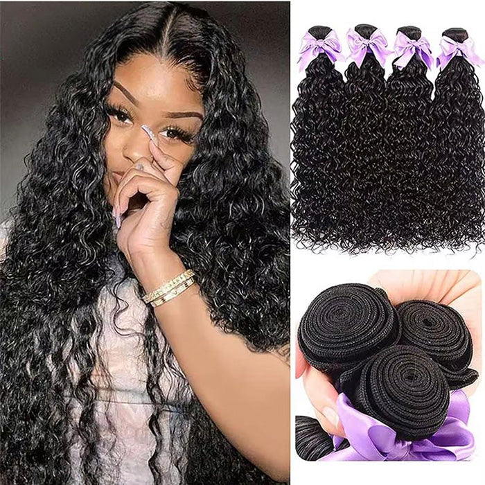 Peruvian Water Wave 4 Bundles Extensions de cheveux humains vierges 8-40 pouces 