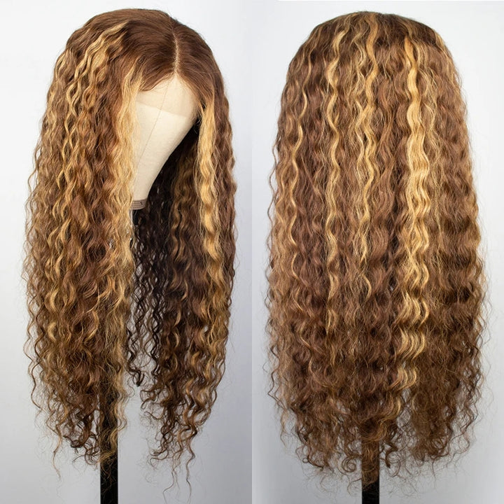Lumiere Hair Highlight Color P4/27 Deep Wave 4x4/5x5/13x4 lace front Wig 150% 180% Density With Baby Hair