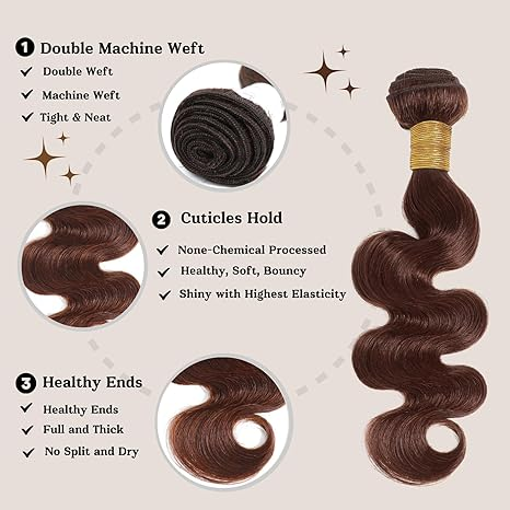 Lumiere #4 Brown Body Wave 1 Bundle Human Hair for Black Women(No Code Need)