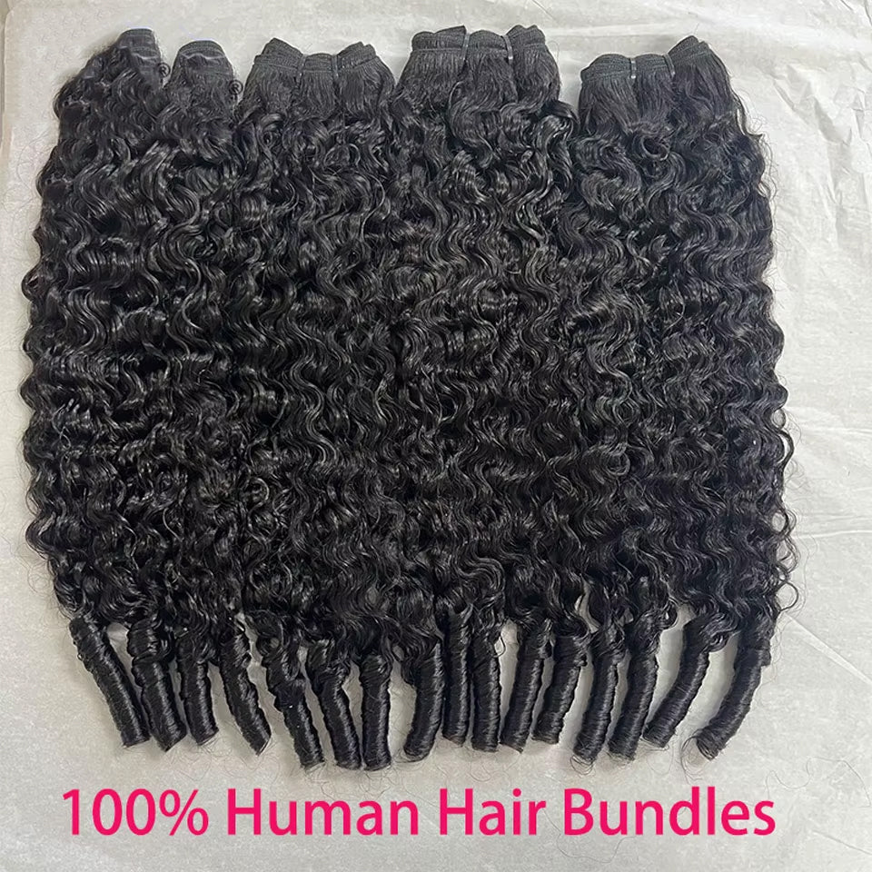 Lumiere Curly Human Hair Burmese Curly 3 Bundles with Spriral End for Women Natural Black