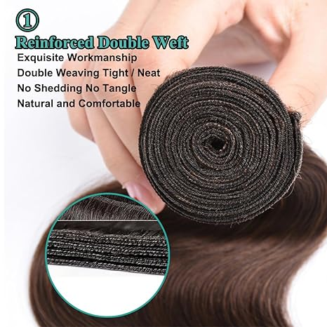 Lumiere #4 Brown Color Body Wave 3 Bundles Human Hair Remy Brazilian Human Hair Extensions(No Code Need)
