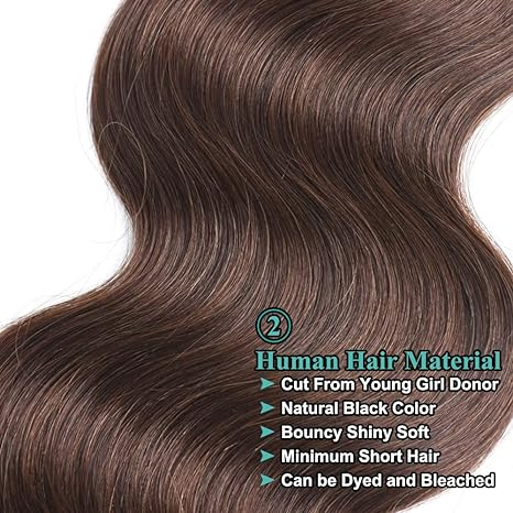 Lumiere #4 Brown Color Body Wave 3 Bundles Human Hair Remy Brazilian Human Hair Extensions(No Code Need)