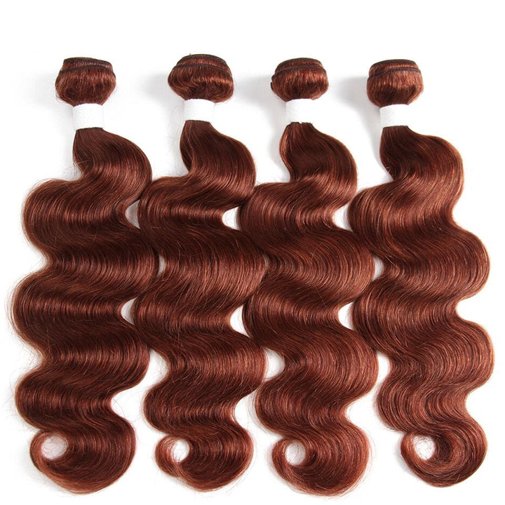 #4 Brown Body Wave 3 Bundles avec 4X4 Lace Closure 100% cheveux humains vierges 
