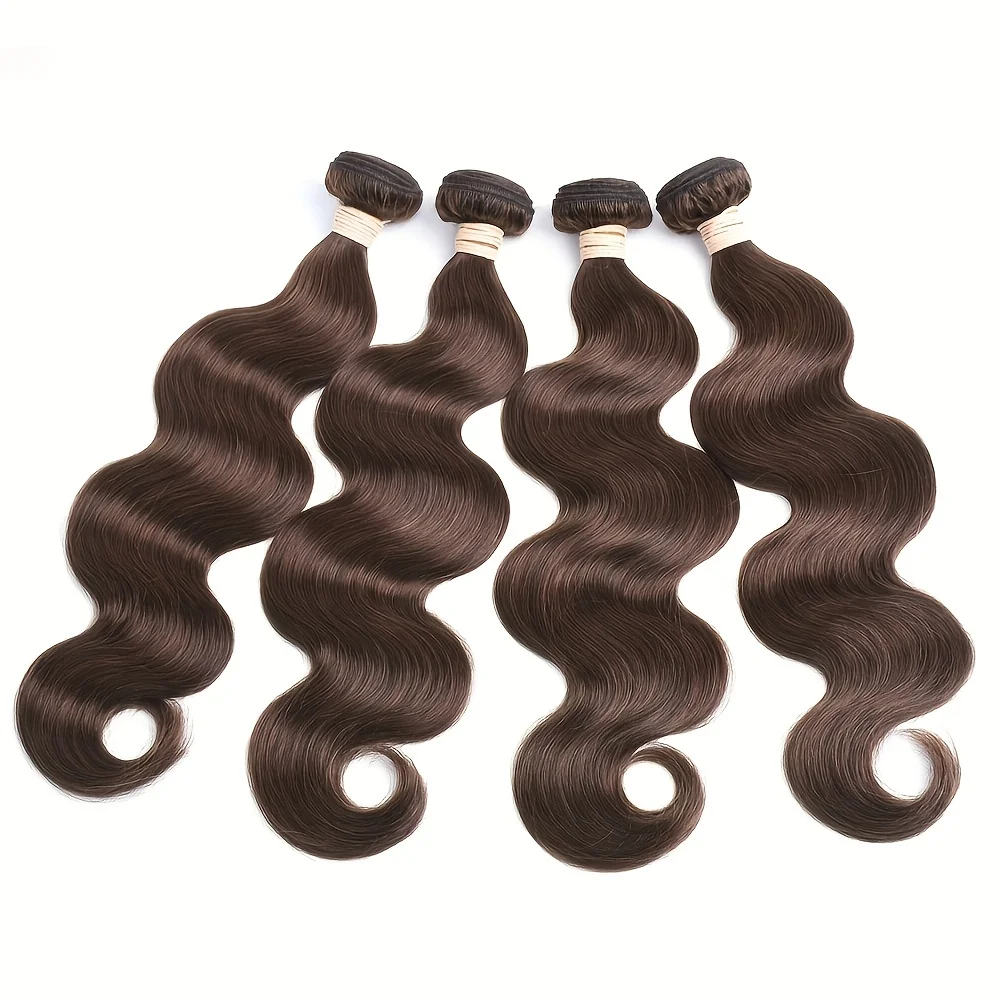 Lumiere #4 Brown Body 4 Bundles 100% Human Hair Extensions(No Code Need)