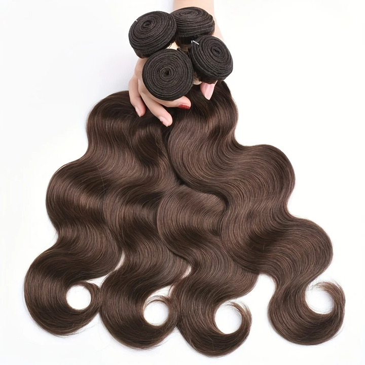 Lumiere #4 Brown Body 4 Bundles 100% Human Hair Extensions(No Code Need)