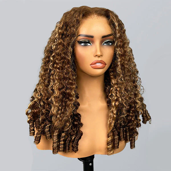 [Glueless Wig] LUMIERE HAIR Burmese Curly Highlight 4/27 Color Pre-Cut 5X5 Lace Wear Go Wig