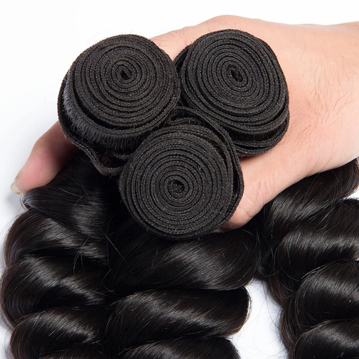 (B2) Loose Wave 3 Bundles Human Hair  Brazilian Hair Weave Extensions 100% Human Hair For Women Top Quality