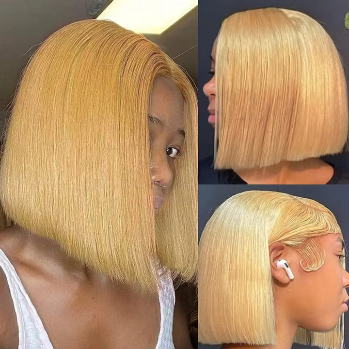 Lumiere #27 Blonde Blunt Cut Short Bob Human Hair Wig 4x4/5x5 HD Lace Closure Wig