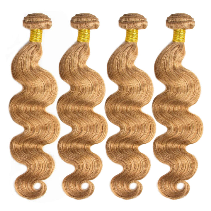 lumiere Couleur # 27 Brun clair vague de corps 4 Bundles 100% Extension de Cheveux Humains Vierges 
