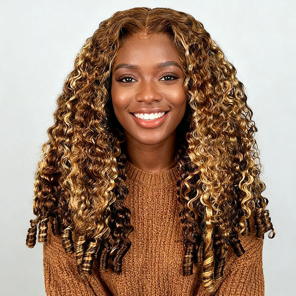 [Glueless Wig] LUMIERE HAIR Burmese Curly Highlight 4/27 Color Pre-Cut 5X5 Lace Wear Go Wig