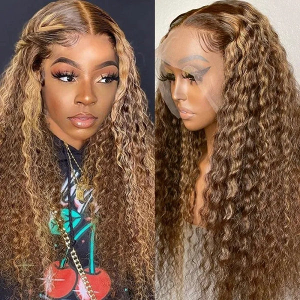 Lumiere Hair Highlight Color P4/27 Deep Wave 4x4/5x5/13x4 lace front Wig 150% 180% Density With Baby Hair