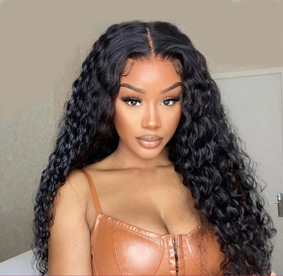 Lumiere Water Wave 13x4 Transparent Lace Frontal 180% Density Human Hair Wigs For Black Women HDZ