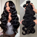 (B2) 24inch Body Wave Human Hair 4 Bundles 100% Brazilian Raw Human Hair for Women Thick Bundles 8 Days Delivery