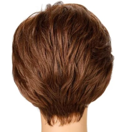 New Pixie Cut Colored Short Straight Full Machine Wigs with Natural Bangs Bob Wig with Layer Hair