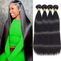 (B2) 4 Bundles Straight Human Hair 4 Bundles 100% Brazilian Raw Human Hair for Women