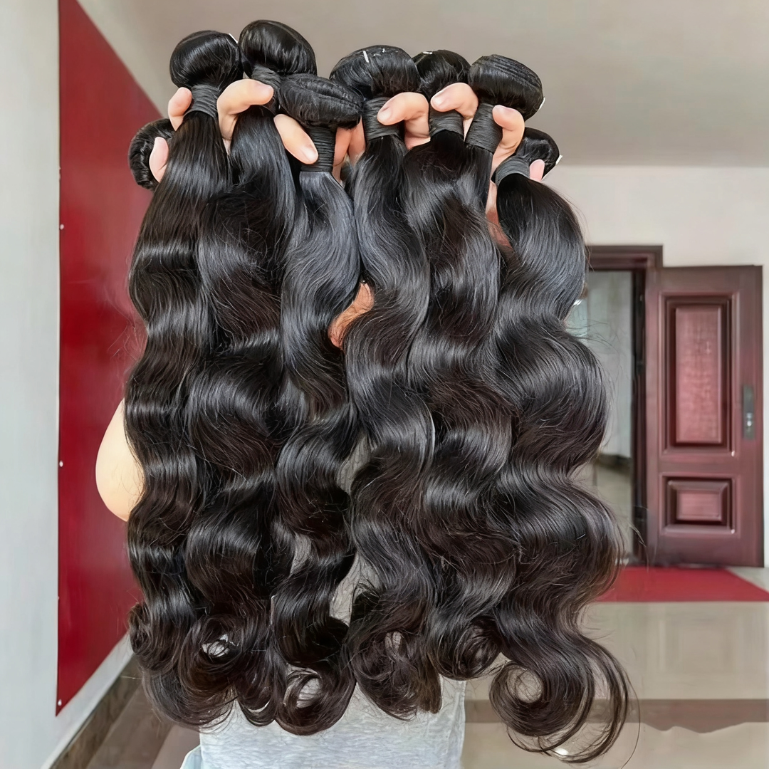 (B2) 24inch Body Wave Human Hair 4 Bundles 100% Brazilian Raw Human Hair for Women Thick Bundles 8 Days Delivery