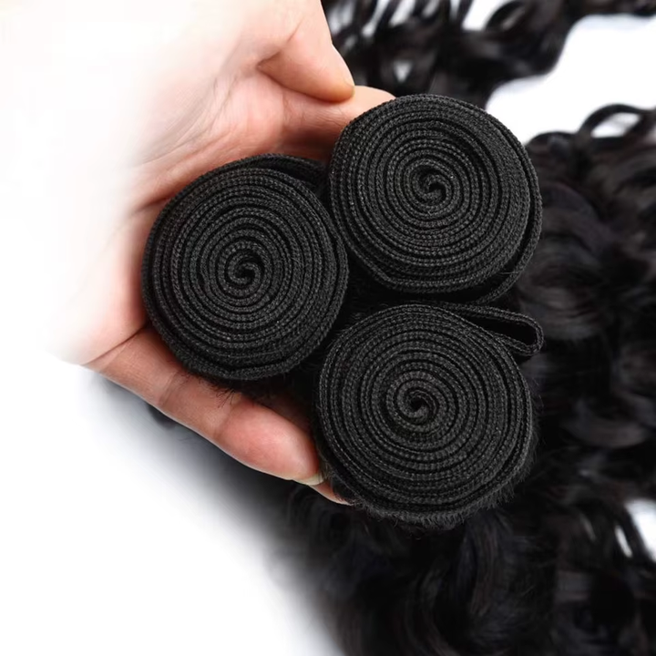 Lumiere 15A Water Wave 4 Bundles Raw Virgin Water Wave Natural Black Bundles Extensions Deal