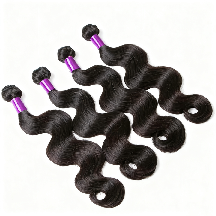 (B2) Body Wave 4 Bundles With 4x4 Lace Closure Brazilian Hair Weave Bundles With Closure Natural Human Hair