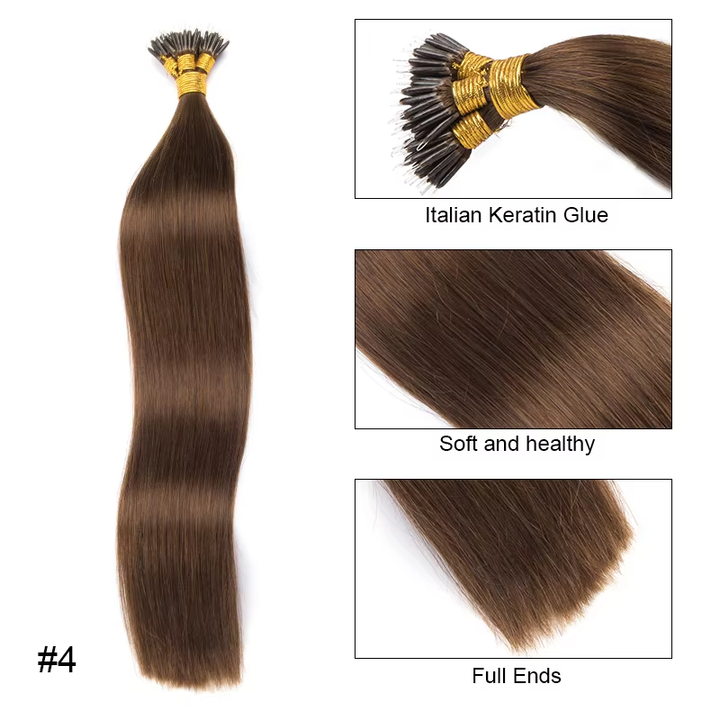 Color Hair #4 Tape In Hair Extensions Cheveux Raides Vierges Humains 20 pcs/1pack 100% Cheveux Humains 