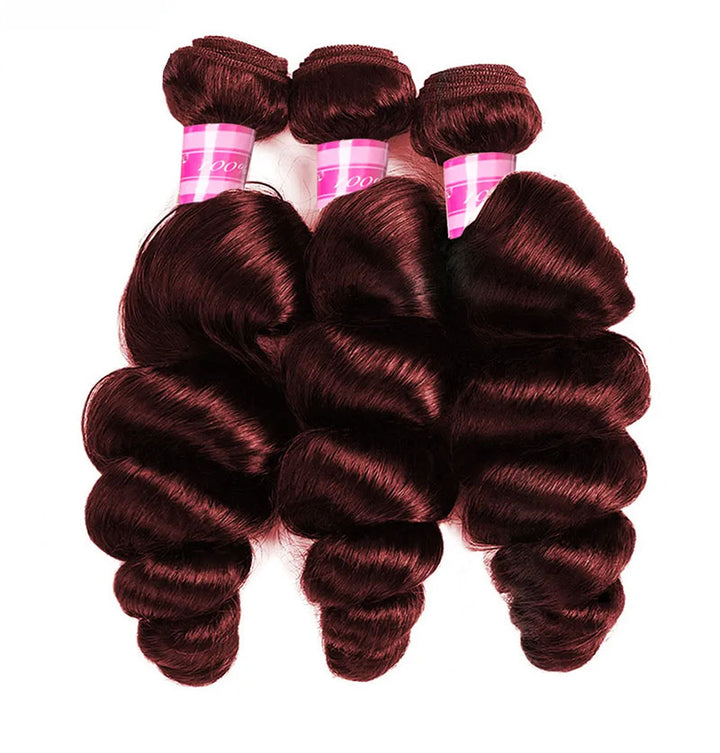 Red Bundles #99J Loose Wave 3 Bundles Peruvian Hair Weave virgin Human Hair Extensions