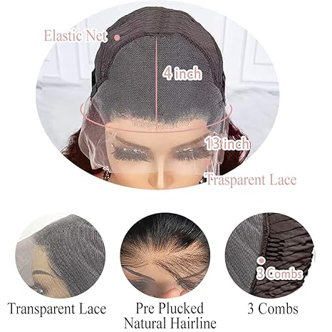 Reddish Brown T1b/33 Colored 13x4 Lace Front Wigs Human Hair Body Wave Wig 28 Inch Dark Roots Pre Plucked 180% Density