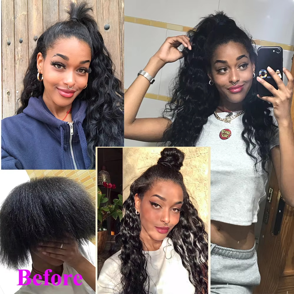 Clip de vague d'eau dans les extensions de cheveux humains couleur naturelle 8 pièces/ensemble 120G