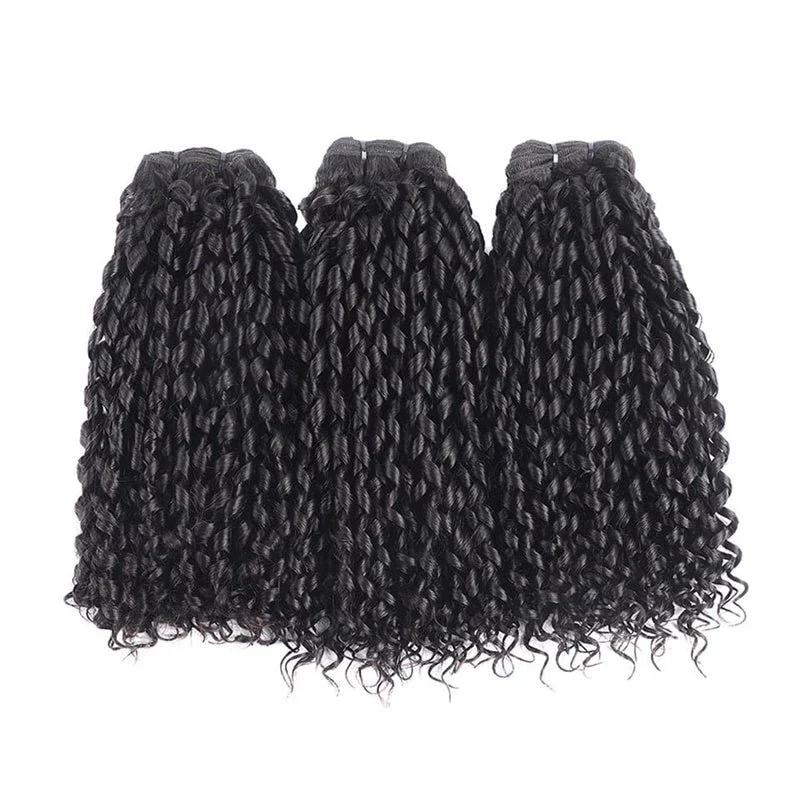 (H1)Pixie Curly Bundles Human Hair 1/3/4 Bundles Deal Raw Virgin Human Hair Bundles Hair Double Weft