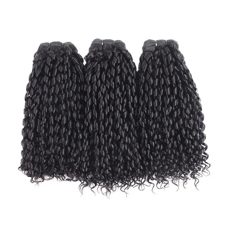 (H1)Pixie Curly Bundles Human Hair 1/3/4 Bundles Deal Raw Virgin Human Hair Bundles Hair Double Weft