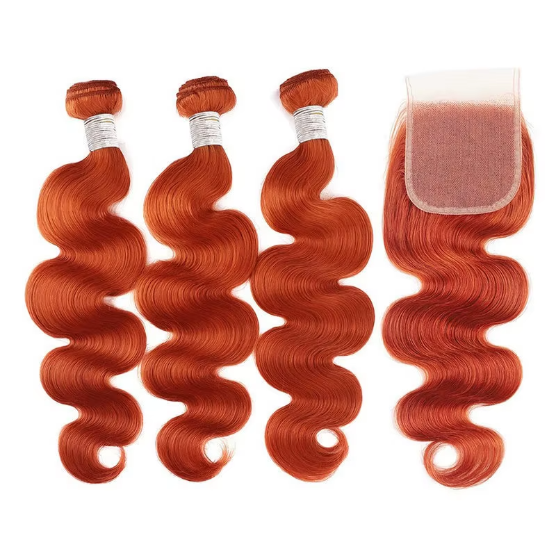 #4 Brown Body Wave 3 Bundles avec 4X4 Lace Closure 100% cheveux humains vierges 
