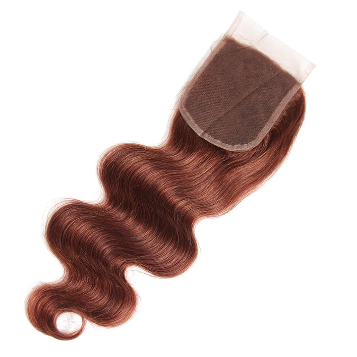Reddish Brown #33 Colored Body Wave Bundles With 5x5/6x6 Closure 100% Human Hair 3 PCS Bundles And Closure(No Code Need)