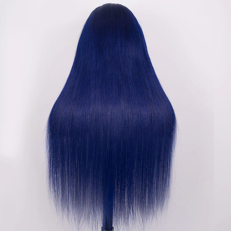 Lumiere Dark Blue Bomb Pre Colored 13x4 Straight/Body Lace Frontal Human Hair Wig (No Code Need)