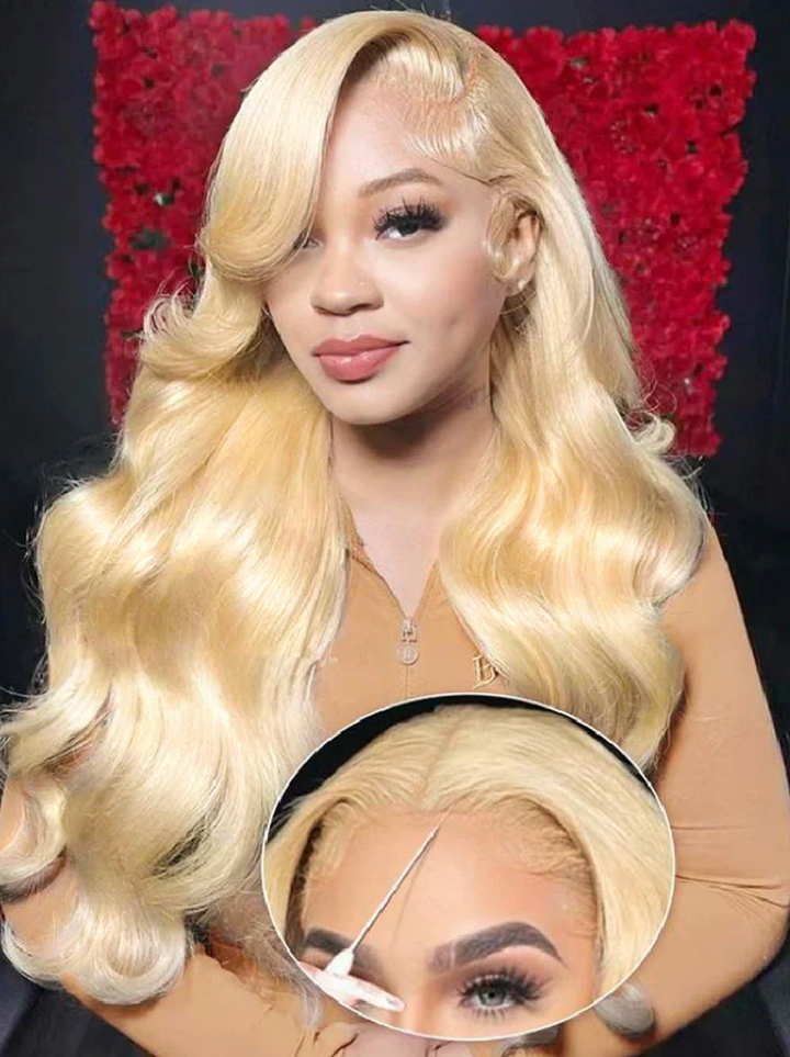 [Glueless Wig]  Lumiere 13x4 Frontal Lace Glueless 613 Blonde Body Wave Wig