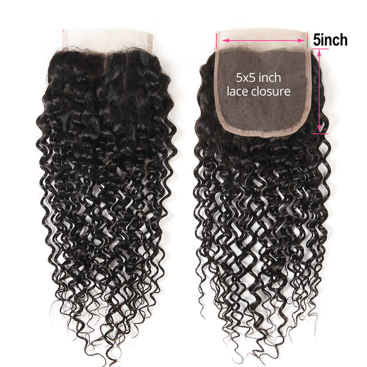 Kinky Curly 4 Bundles With Closure 6x6 Lace 100% virgin human hair