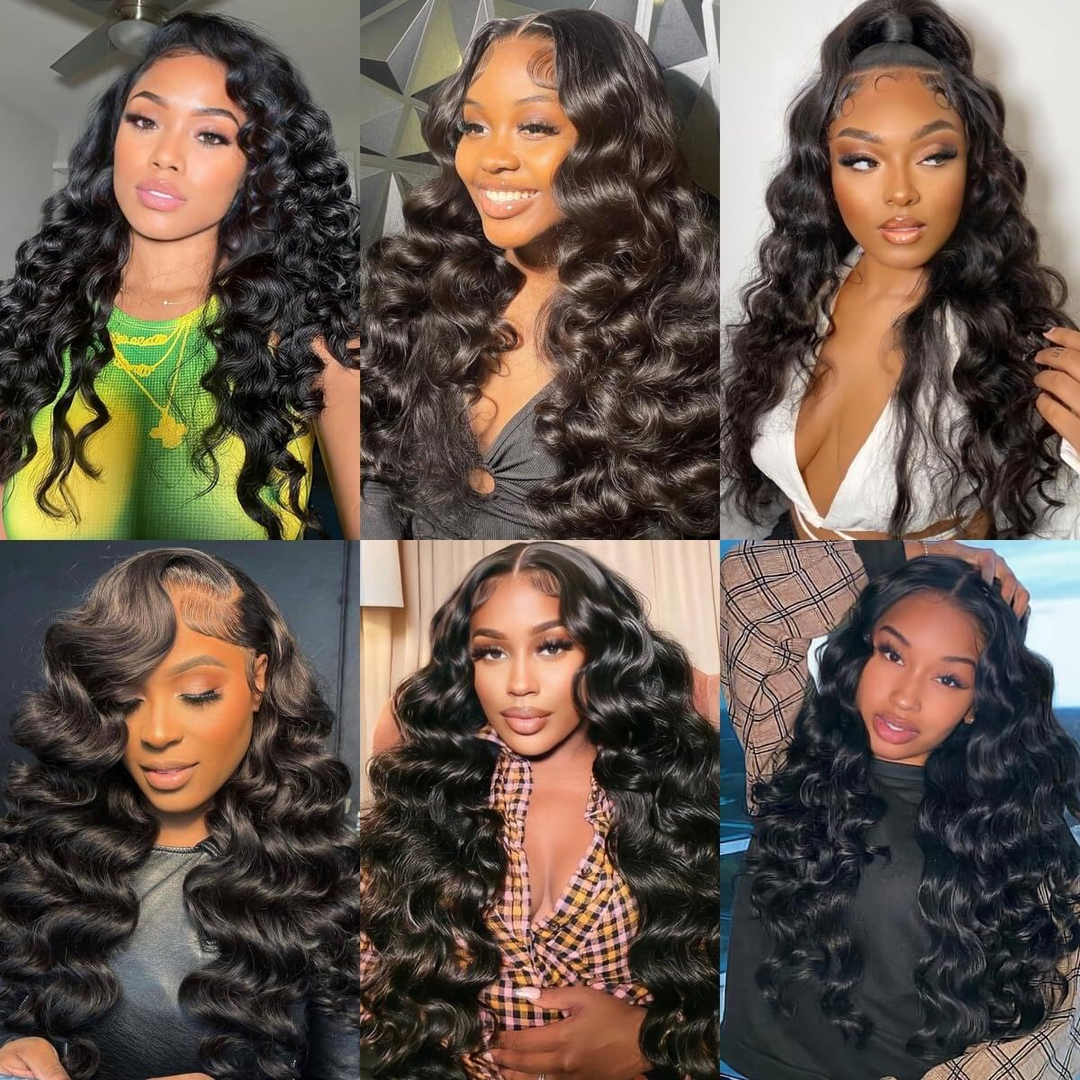 (B2) 4 Bundles Loose Wave Hair with 13x4 Lace Frontal Brazilian Hair Weave Bundles