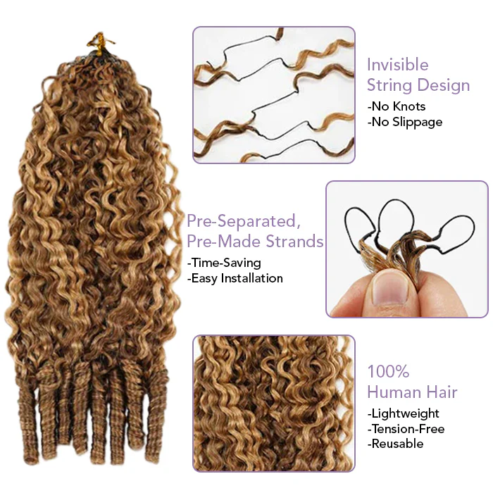 Lumiere Highlight P4/27 Color Burmese Curly Feather Crochet Human Hair Extensions(No Code Need)