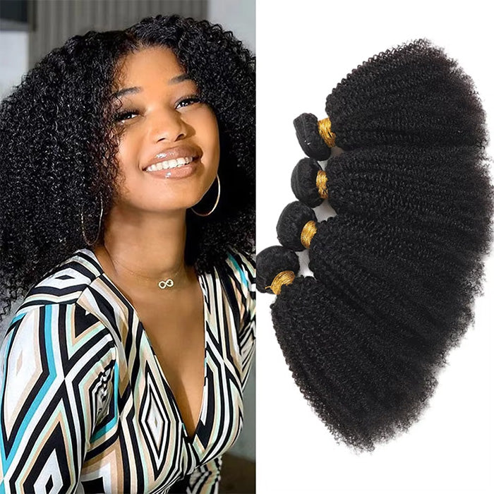 lumiere Hair Indian Afro Curly 4 Bundles Virgin Human Hair Extension