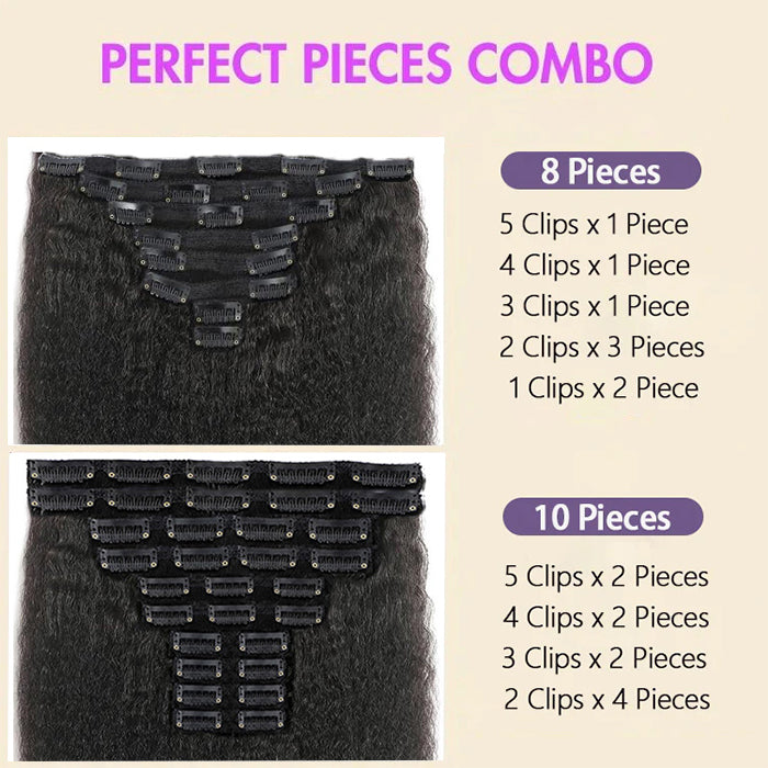 Ship In 24Hours-Kinky Straight Clip In Human Hair Extensions 8 Pieces/Set 120G Ship Free