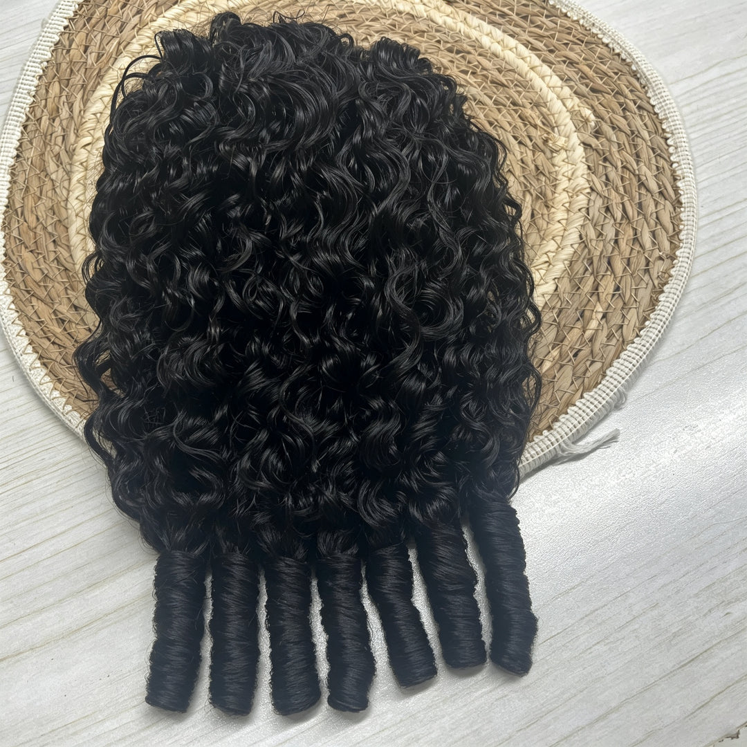 Lumiere Natural Black Burmese Curly Drawstring Ponytail Human Hair with InvisiFit Strap