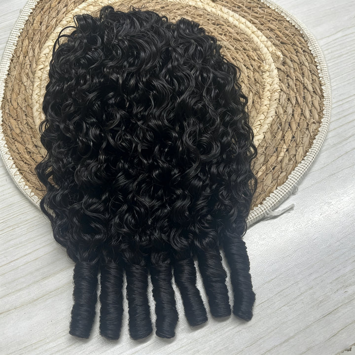 Lumiere Natural Black Burmese Curly Drawstring Ponytail Human Hair with InvisiFit Strap