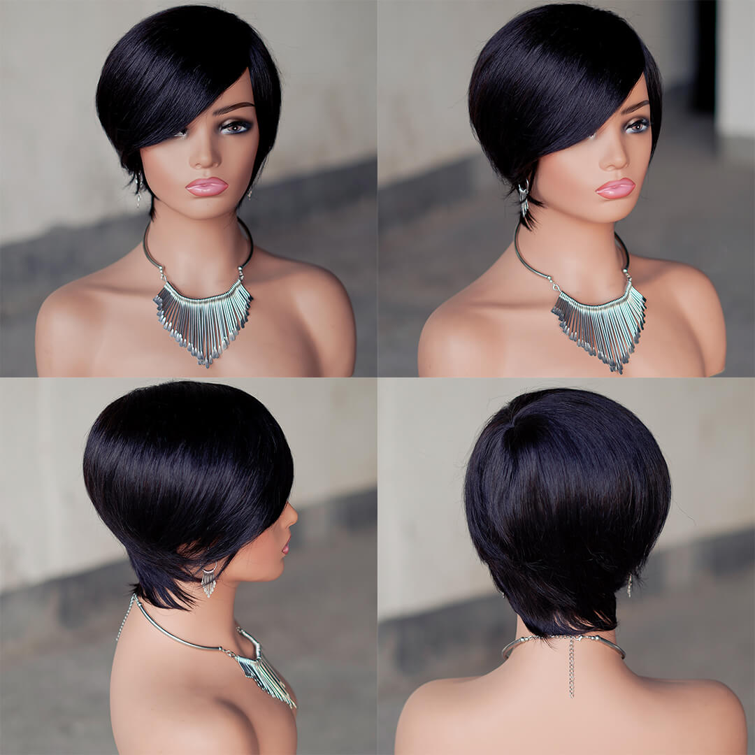 Droite Pixie Coupe Court Bob 13X1X4 T Partie HD Dentelle Perruques de Cheveux Humains Pour Les Femmes 