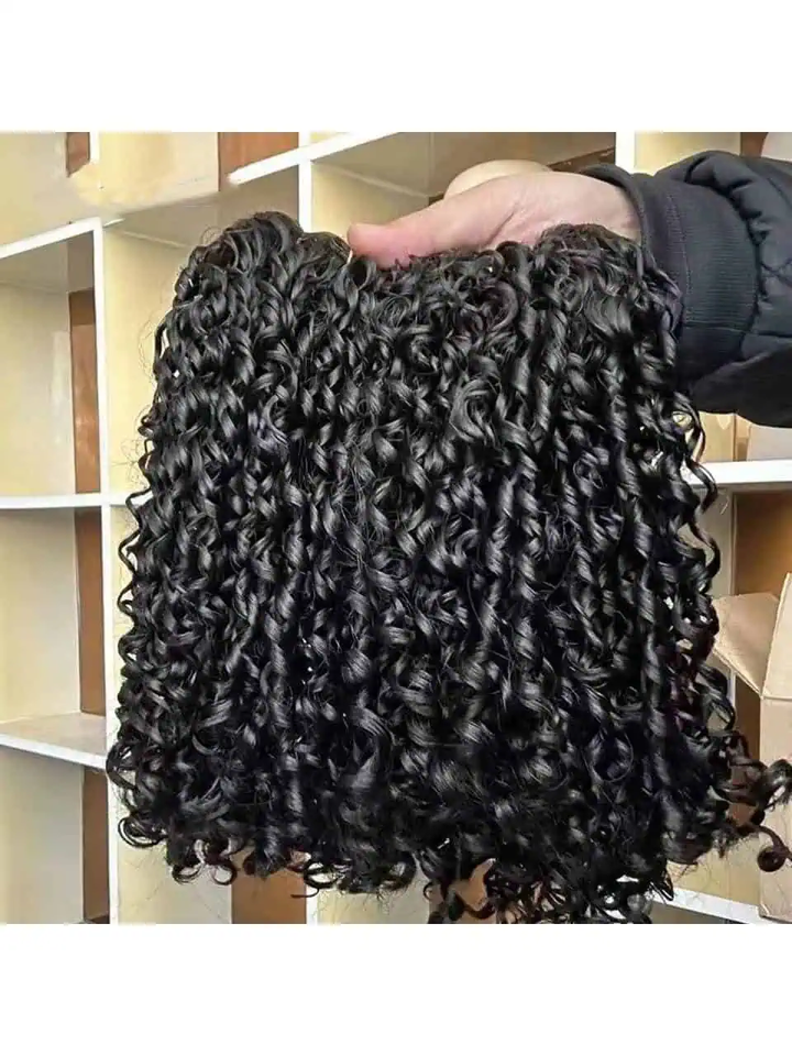 (H1)Pixie Curly Bundles Human Hair 1/3/4 Bundles Deal Raw Virgin Human Hair Bundles Hair Double Weft