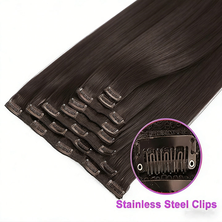 #2 Straight Clips In 8PCS 120 Grams/Set Human Hair Extension For Women