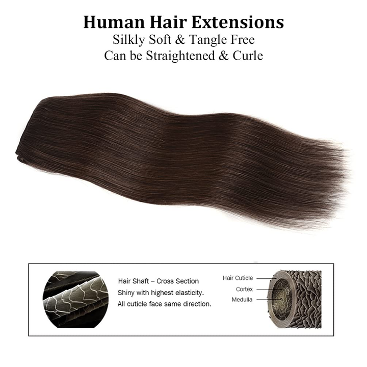 #2 Straight Clips In 8PCS 120 Grams/Set Human Hair Extension For Women