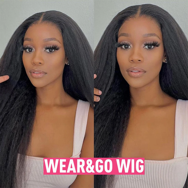 Lumiere Kinky Straight Glueless Wigs Human Hair Ready To Wear And Go 7x5 HD Pre Cut Lace Yaki Straight Human Hair Wigs For Women