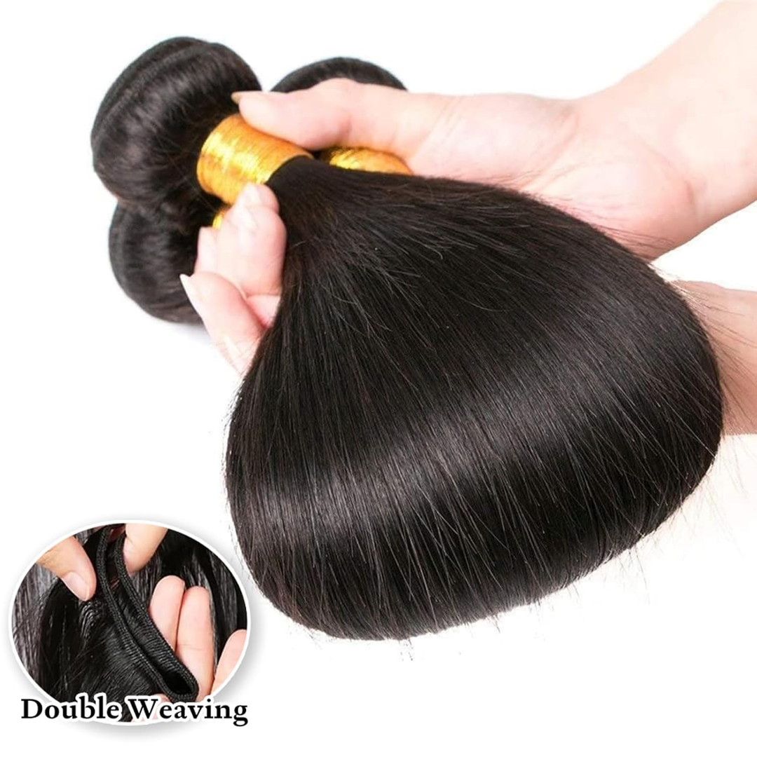 15A Straight 3 Bundles With 4X4 Lace Closure 100% virgin human hair