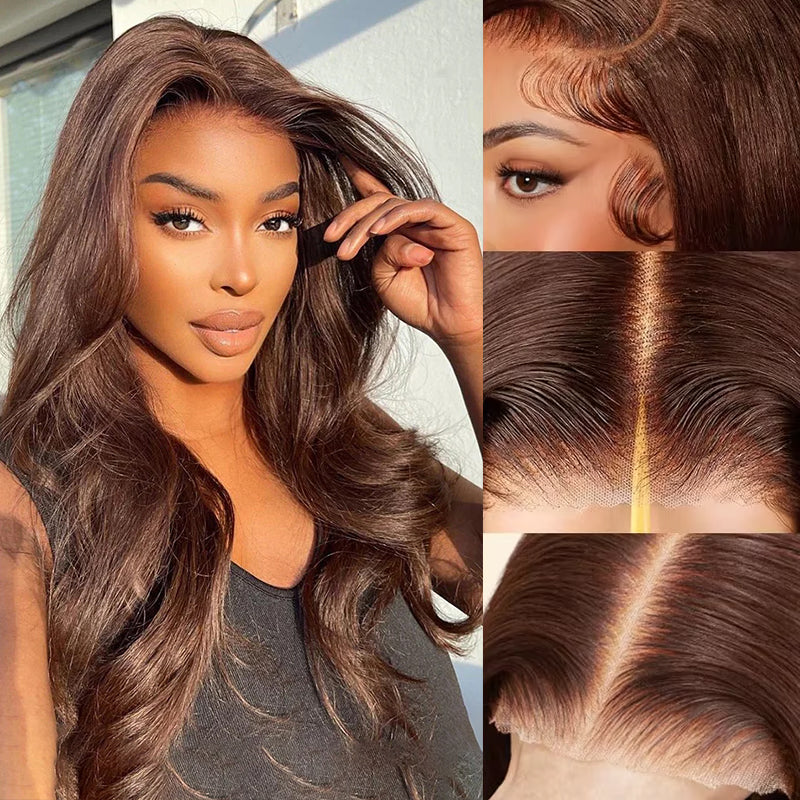 [Glueless Wig] Lumiere Hair Color Chocolate Brown Body Wave 4x4 & 5x5  Pre-cut Lace Ready To Go Glueless Wigs Human Hair Wigs